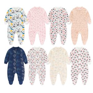 Custom Bamboo Cotton Boutique Newborn Baby Clothing Romper Jumpsuit Toddles Sleeper Wear Bamboo Pajamas
