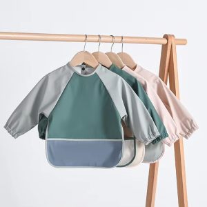 Factory Suppliers High Quality OKEO Low MOQ Custom Logo and Pure Print Colors of Waterproof Baby Bibs