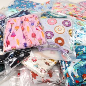 New Style Fashion Bamboo Viscose Soft Random Size and Print Baby Zipper Wholesale Mestery Box Bamboo Baby Pajamas Set