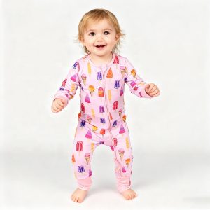 Spring Bamboo Fiber Infant Girls Bamboo Sleeper Newborn Baby Ykk Zipper Romper Toddler Boy Bamboo Pajamas