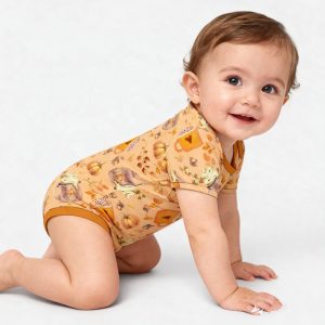 Custom Newborn Baby Short Sleeved Soft Bamboo Jumpsuit Pajamas Baby Casual and Bamboo Cloth Clothes Printed Baby Jumpsuit