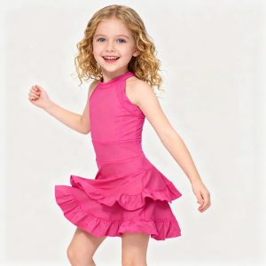 Custom Yoga Fabric Outfit Kids Boutique Clothing Solid Color Summer Wholesale Girl Athletic Wear