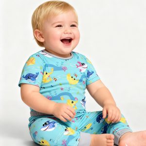 Bamboo Zipper Baby Jumpsuits Pajamas Set Boys Summer Short Sleeves Romper Pajamas Set Toddler Boy Rompers Wholesale