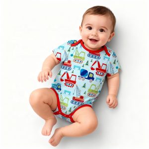 Custom High Quality Baby Clothes Bamboo Printed Zipper Pajamas Clothing All Over Print Digital Printing Bodysuit