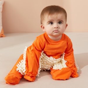 Spring Autumn Baby Boys Girls Cleaning Mop Romper Baby Mop Clothes Long Sleeve Crawling Baby Clothes Jumpsuit