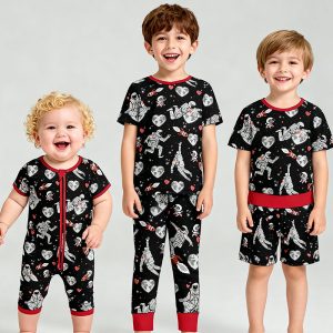 Valentine's Day Infants Bamboo Zipper Bodysuit Pajamas Toddlers Boys' Summer Eco-friendly Pajamas Baby Boys' Prints Rompers