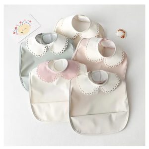 Natucare 3 Sizes Long-Sleeved Pocket Baby Bibs Waterproof PU Baby Popular Washable Printed Baby Feeding