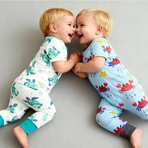 Infant Boys Short Sleeves Baby Children's Pajama Set Bamboo Rompers Summer Animal Pattern for 0-24 Months Baby