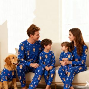 Factory Wholesale Christmas Outfits Grinch Printed Matching Sleepwear Pajamas Family Europe and America Christmas Set