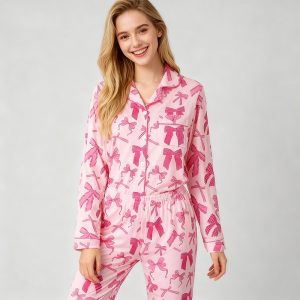 Classic Design Wholesale 2 Pieces Comfortable Bamboo Spandex Winter Sleepwear Woman's Long Sleeve Family Pajama Sets
