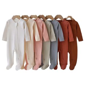 Bamboo Baby Onesie Pjs Bamboo Zipper Pajamas Baby Custom Newborn Baby Clothes Bamboo Kids Autumn Clothes