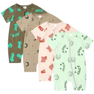 Hot Sales Breathable Bamboo Viscose Pajamas Infant Rompers Custom Color Print Baby Clothes Boy Girls Baby Romper