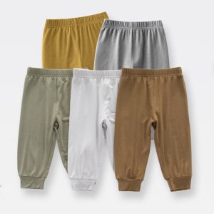 Baby Bamboo Ribbed Pants High Waist Toddlers Jogger Pants Boys Children's Soft Breathable Bottom Outfits Wear Trousers