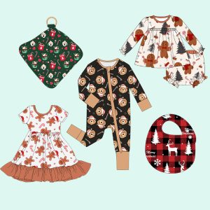 Custom Christmas Santa Kids Clothes Outfits Cute Boutique Baby Bubble Romper Sibling Matches Wholesale Baby Clothing New Styles