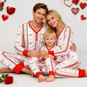Family Woman Christmas Pajamas Maternity Family Matching Christmas Outfits Bamboo Mom Pajamas and Kids Pajama Set