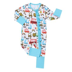Wholesale Soft Knit Printed Pattern Newborn Baby Clothing Baby Sleepsuit 100% Cotton Baby Home Pajamas