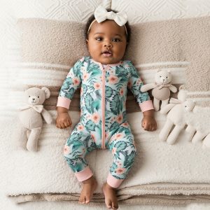 Animal Print Baby Bamboo Fiber Romper Winter Baby Boy Clothes Unisex Cute Long Sleeve Comfort Pajamas Custom Baby Romper