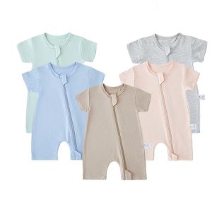 Hot Sale Spring Fall Baby Footie Soft Baby Clothes Short Sleeve Newborn Clothes Bamboo Viscose Zipper Baby Romper