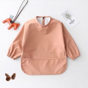 Natucare BSCI Plain Color Polyester Pu Baby Bib Portable Private Label Bib for Babies