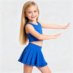Quick Dry Toddler Girls Yoga Scallop Dress With Inner Shorts Girls One Piece Nylon Spandex Tennis Running Golf Active Wear