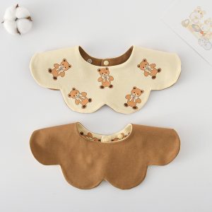 Cute Design 360° Rotatable Cotton Baby Bibs Weave Soft Absorbent Bibs Baby for Teething Feeding Unisex Feeding Drool Bib