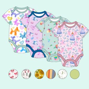 Wholesale Sleepsuit Custom New Baby Girl Bamboo Cotton High Quality Knitted Summer Oversized Floral T Shirt Romper Baby