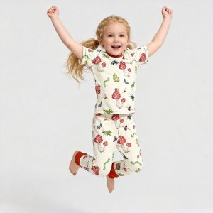 Baby Girls Short Sleeved Bamboo Fiber Rompers Sets for Newborns Toddler Double Zip Bodysuits Baby Girls Soft Pajamas