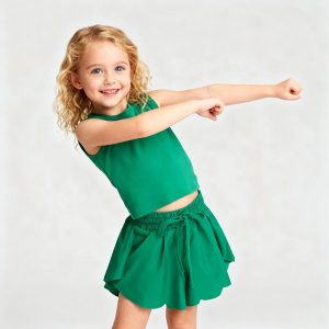 Kids Youth Practice Wear Cheer Girls Athletic Wear Golf Tennis Skirt Set 2 Pcs Yoga Skirt Set