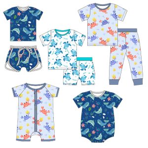 Wholesale Skin-Friendly Printed Baby Boys Clothing Sets Summer Short Sleeve Active Style Tops Shorts 2-piece Bamboo Pajamas Sets