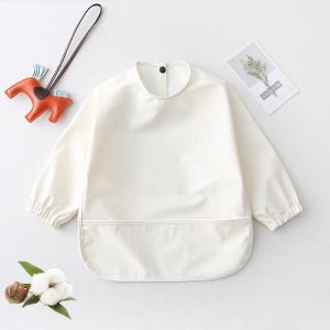 Natucare Unisex Baby Button Feeding Bib Waterproof Baby Gauze Bib 8 Layers with Frills