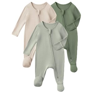Baby Bamboo Onesie Bamboo Zipper Pajamas Custom Newborn Baby Romper Clothing Bamboo Kids Baby Clothes