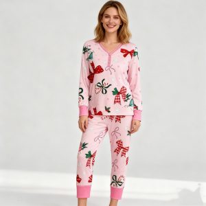 Custom Logo Wedding Bamboo Women's Loungewear Girls Christmas Pajamas Pants Sets Manufacturer Cotton Sleepwear Vendor