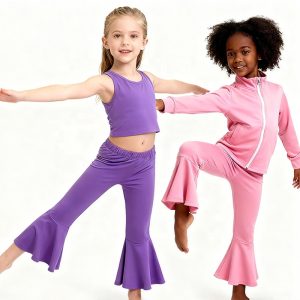 Girls Yoga Set Sleeveless Top With Skort Built in Shorts Custom Logo Color Kids Activewear for Dance