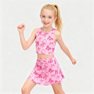 Plus Size Girls Butterfly Shorts Tank Clothing Suit Solid Color Baby Yoga Wear Teenager Tennis Running Sportswear