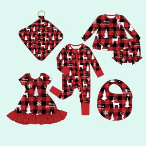 Kids Clothing Sets Christmas Tree French Knot Kids Girls Big Bow Jumpsuits Winter Baby Rompers Wholesale