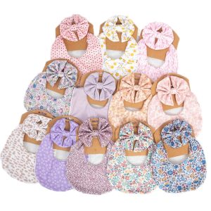 Baby Double Sided Cotton Waterproof Bib Newborn Bib Soiled and Spit Towel Headband Set for Baby Boys and Girls