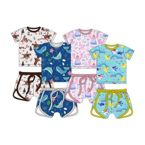Custom Baby Bamboo Viscose Pajamas Set for Kids Wholesale Children's Short Shirt Pant 2 Pic Summer Toddler Sleepwear