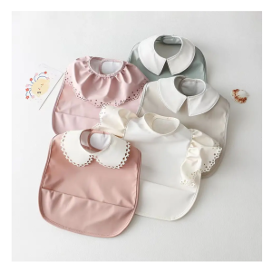 Natucare BSCI Baby Boy and Girls Polyester PU Smock Apron Bib Waterproof Baby Feeding Bibs